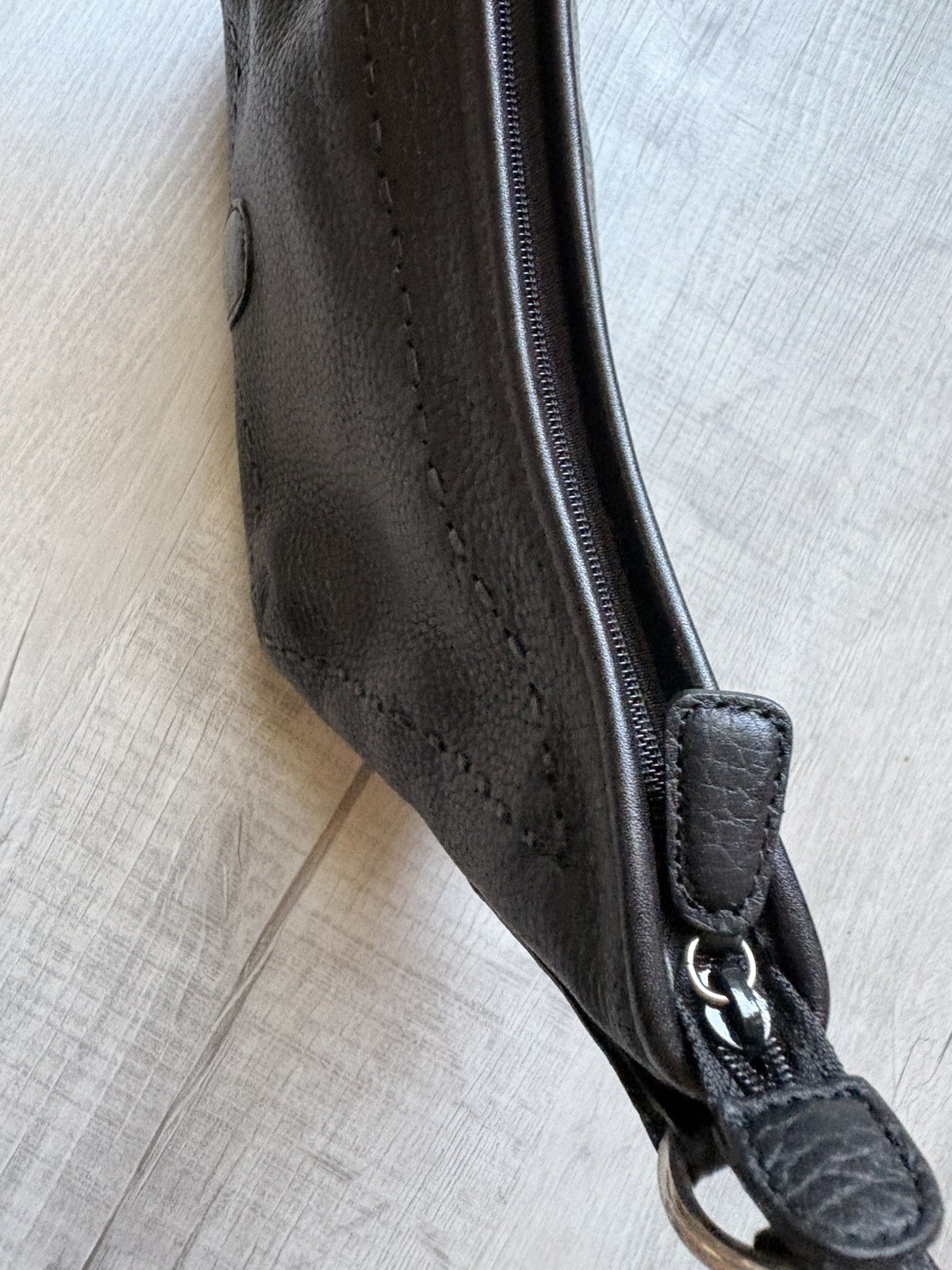 Vtg Brighton Purse Black Leather Crossbody Petite Baguette Dust Bag