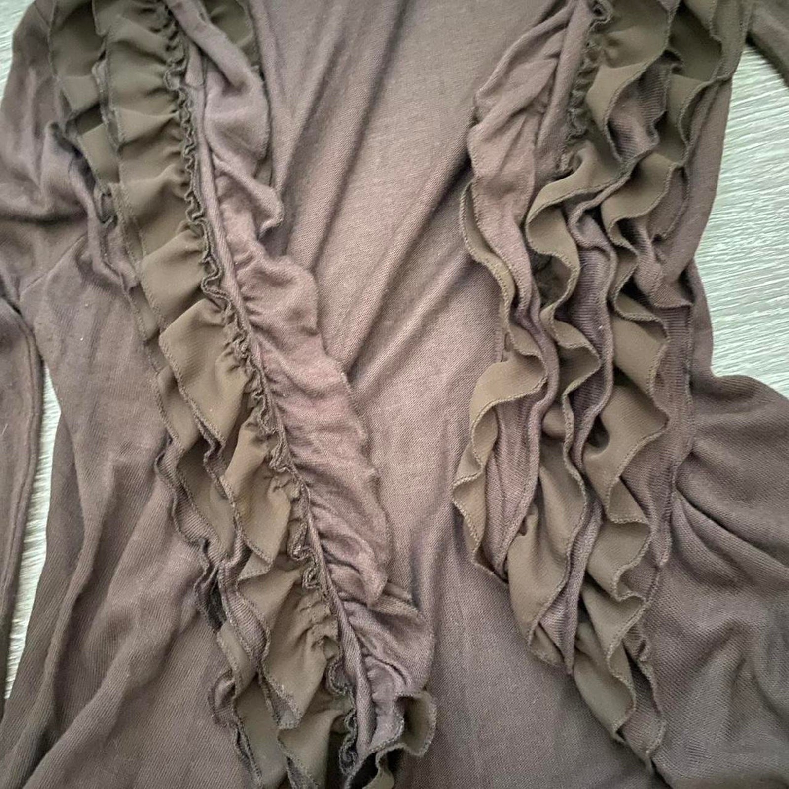 Whimsigoth fairycore brown ruffled sweater