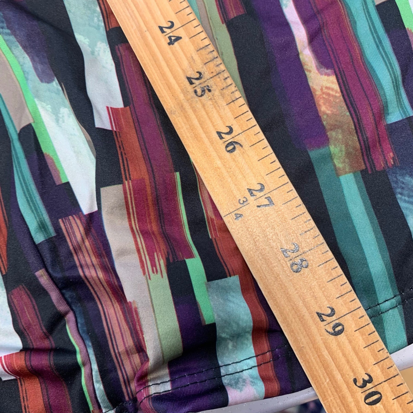 Slinky Brand Abstract Geometric Open Front Cardigan Stretch Woman 1X Made USA