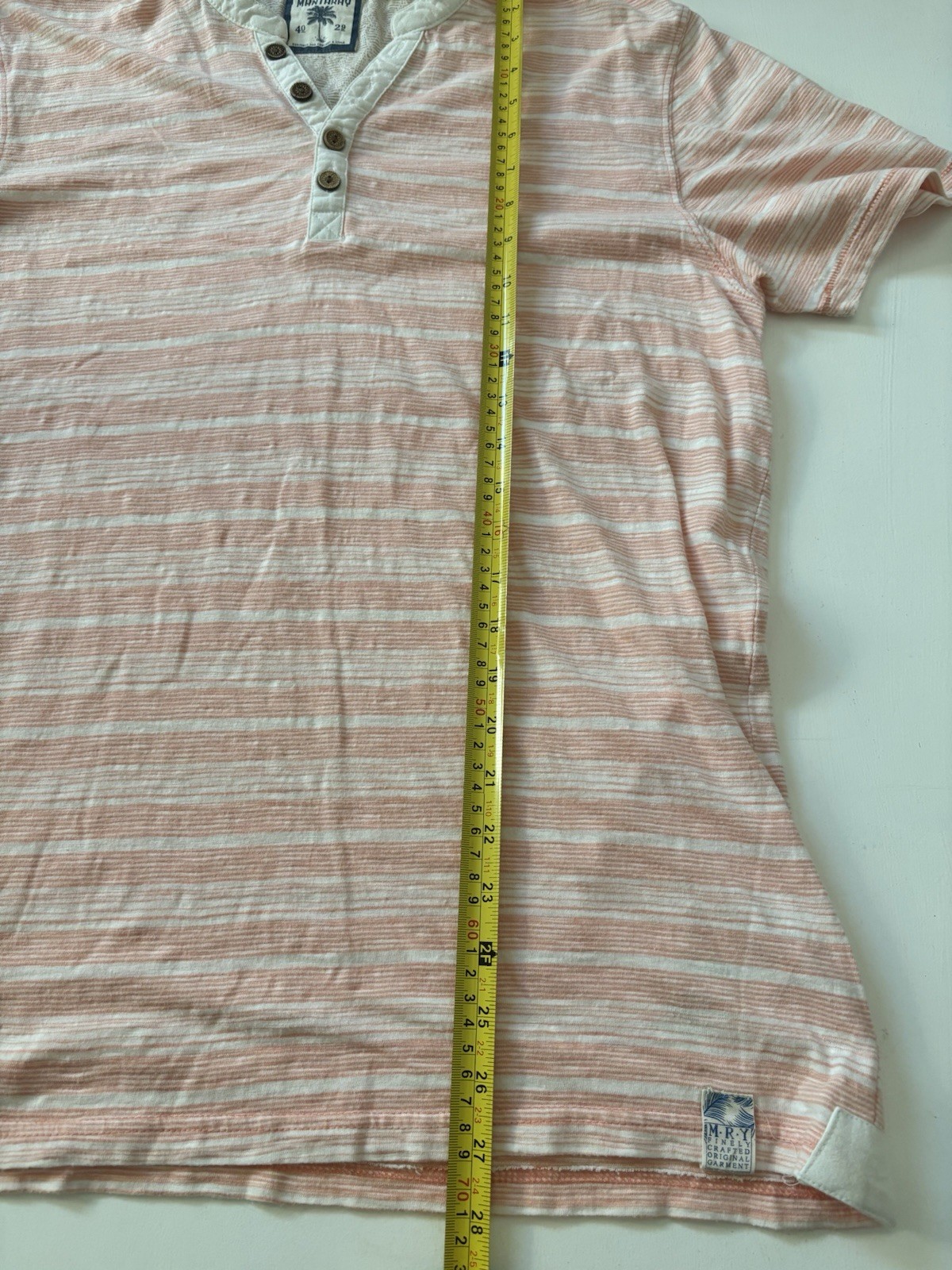 Mantaray / Debenhams Orange And White Textured Stripe Henley Size M – RARE UK