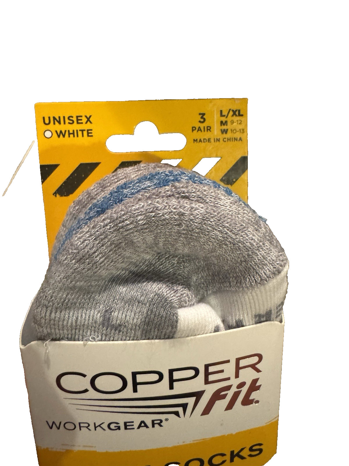 Copper Fit 3 PAIR Ankle Socks Copper Infused Compression Size L/XL White Gray+
