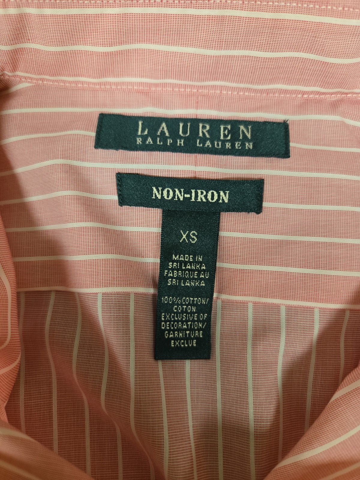Ralph Lauren Non Iron Pink Button Down Pinstripe Shirt Size XS