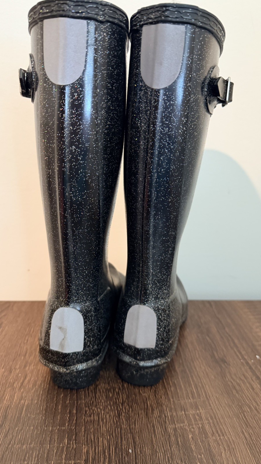 Hunter Original Glitter Rain Boots Black Starcloud Kids Girls Size 2