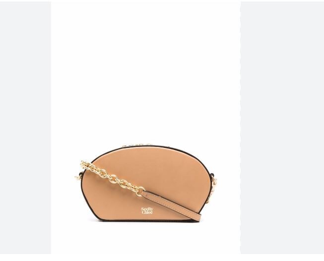 SEE BY CHLOE smooth leather shell chain strap women’s crossbody in Beige / Tan