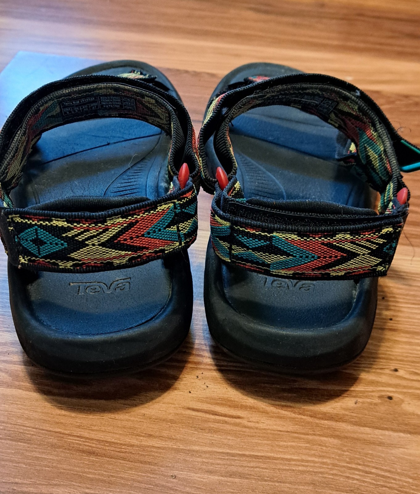Teva Hurricane XLT2 Sport Sandals Black Multi Color Geometric Straps Mens 9