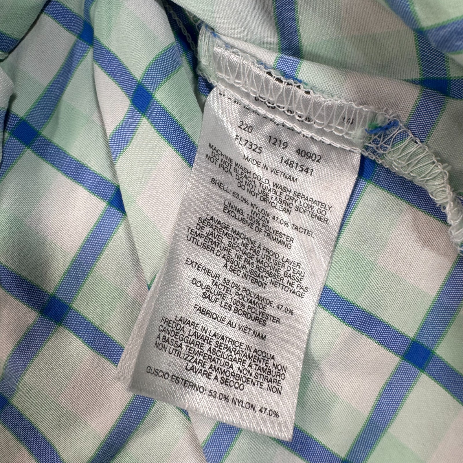 Columbia PFG Super Bahama Button-Down Shirt Women’s L Green Plaid Nylon Fishing