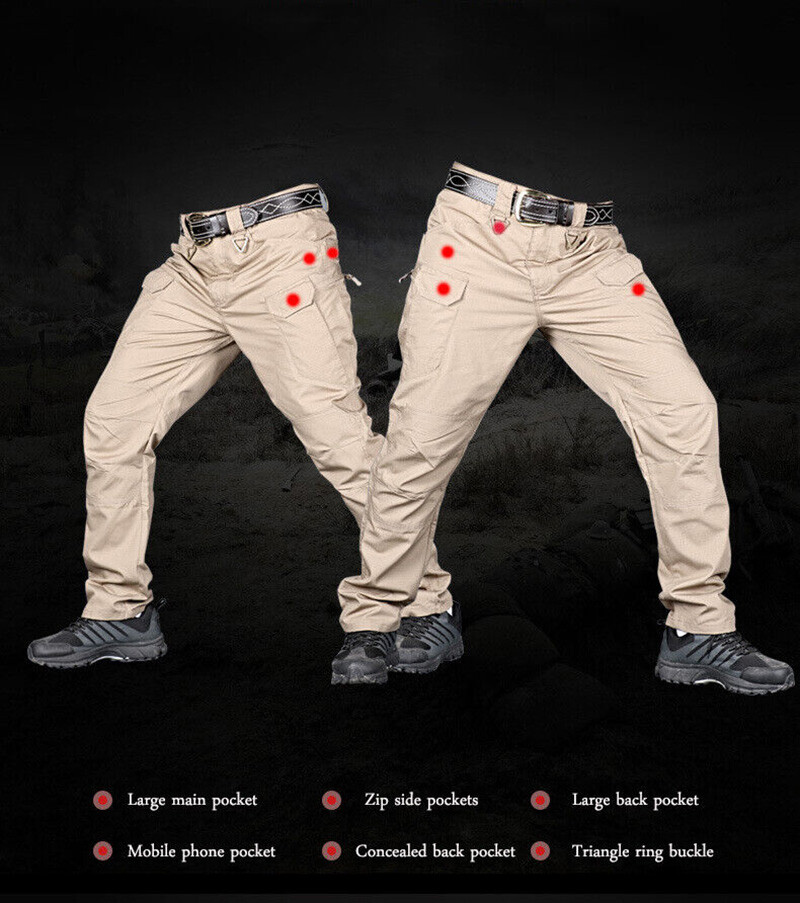 Men’s Work Cargo Pants Tactical Combat Pants Outdoor Hiking Waterproof Trousers