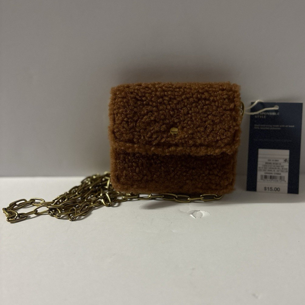 Universal Thread Brown Flap Crossbody Bag Gold Chain Strap Snap Lined