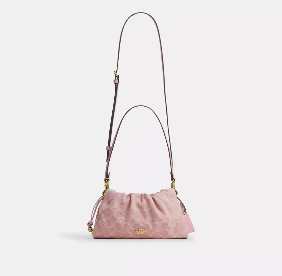 COACH Faye Shoulder Bag Signature Denim Light Pink CER68 IMNH1 Auth New