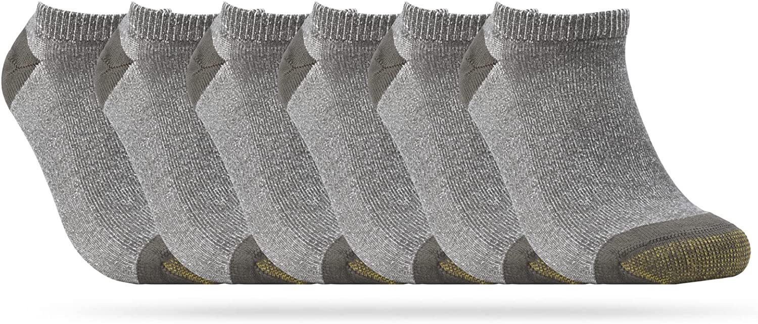 GoldToe Men’s 656f Socks No Show 6-Pk Breathable Soft Cotton Blend – All Colors