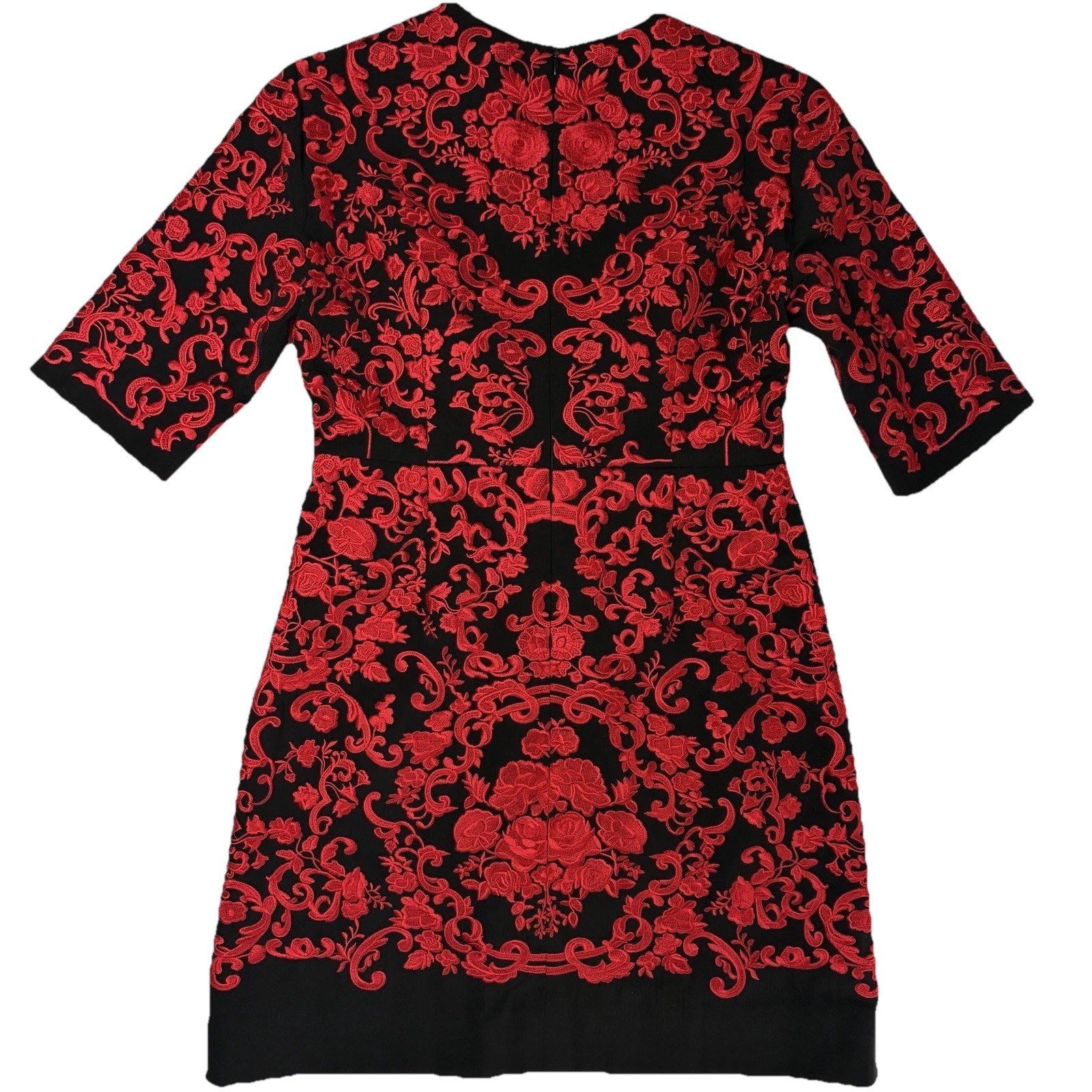 Dolce&Gabbana SS15 Runway Dress Red Embroidered Black Archival 2015 IT 40/US4/S