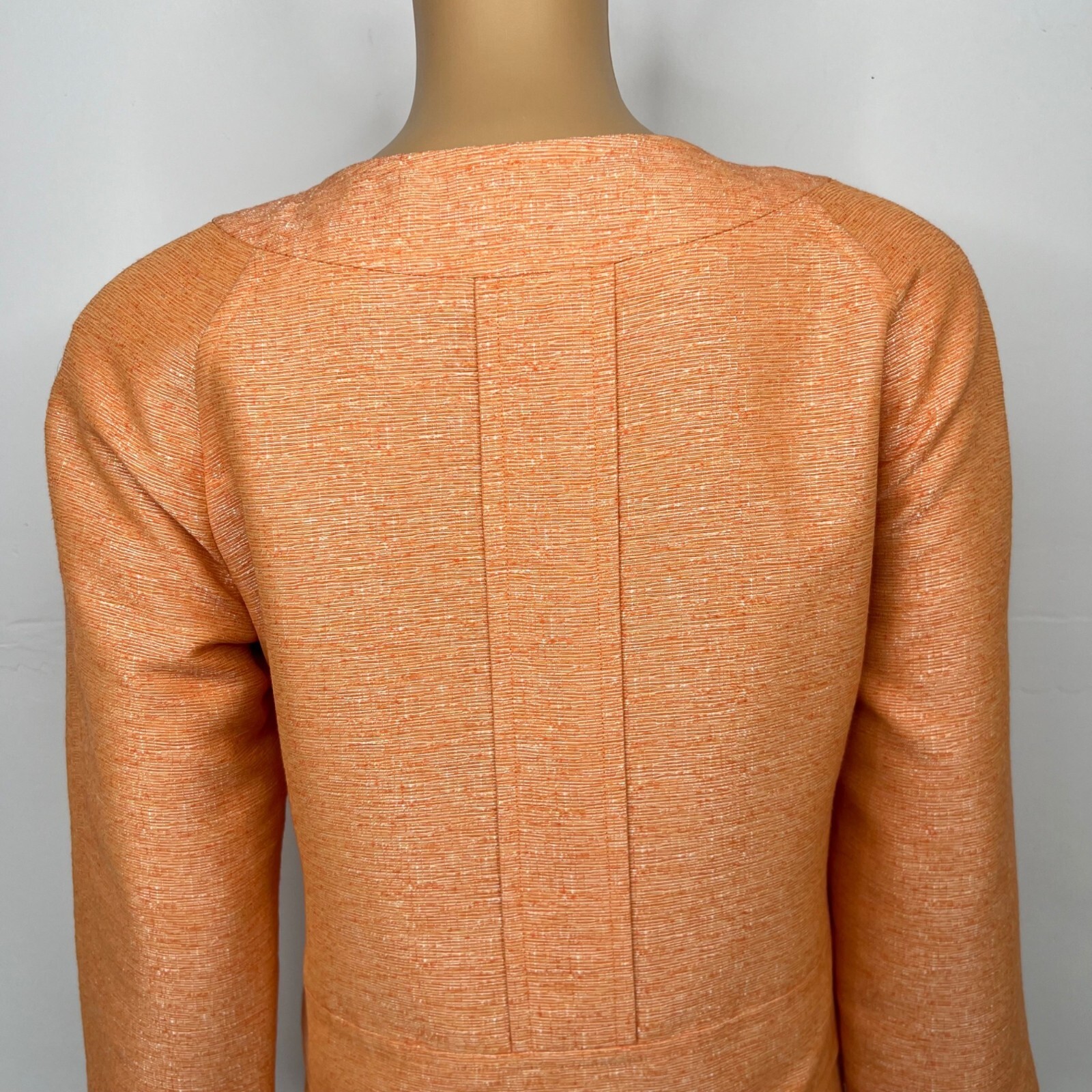 Suit Studio Polyester Rayon Skirt Suit 6P Orange Collarless Classic Lined 2PC