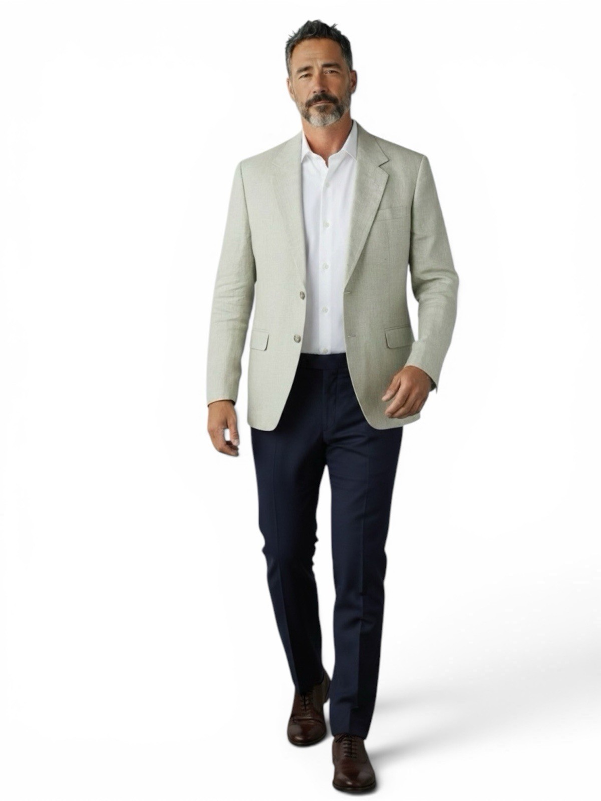 Mens Linen Blazer 40L Fitted 38” Waist Tan Muscar, Oman Bespoke Double Vented