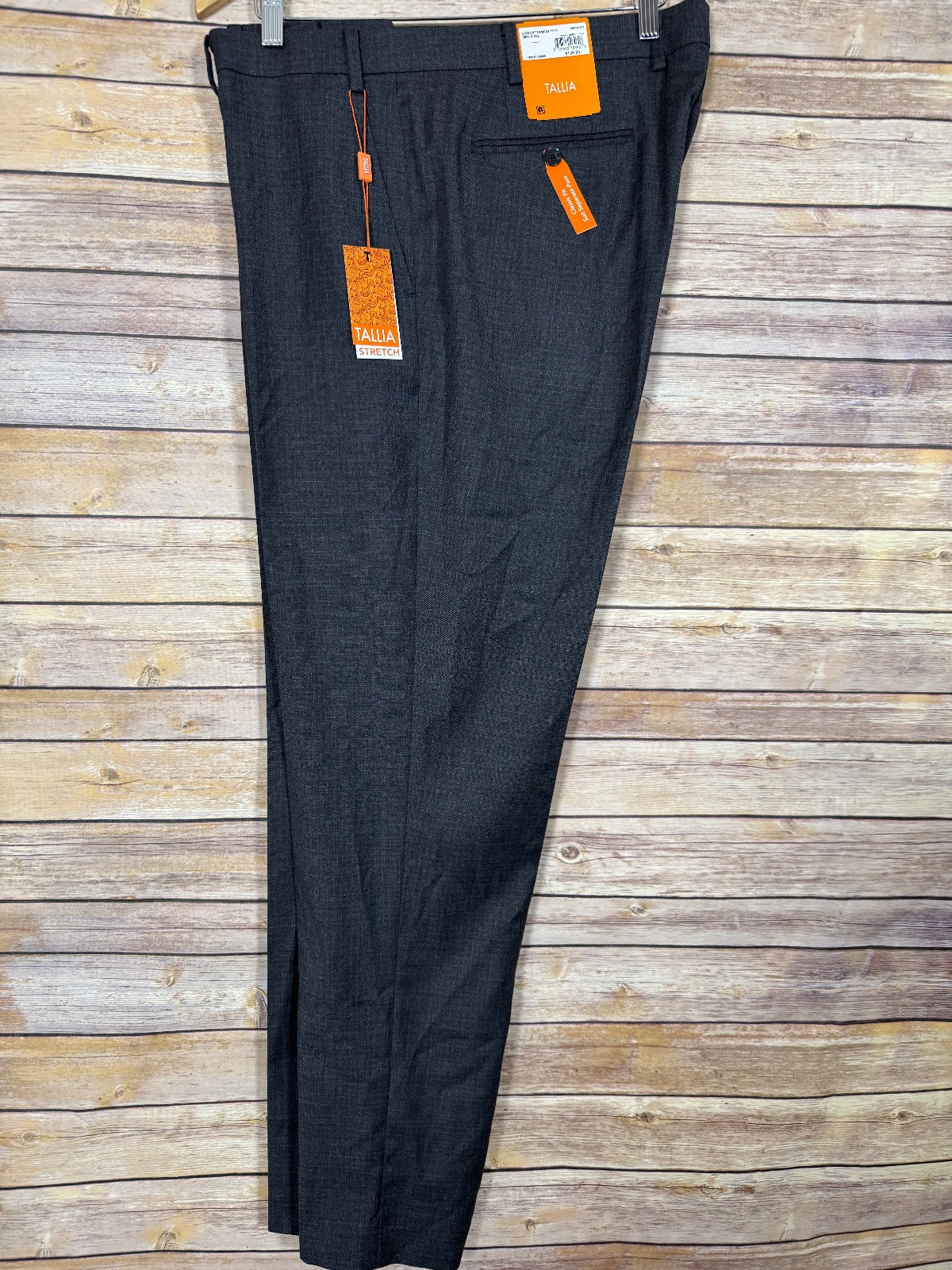 NEW $135 TALLIA Mens Gray CLASSIC FIT STRETCH Flat Front Pants Slacks 38×32
