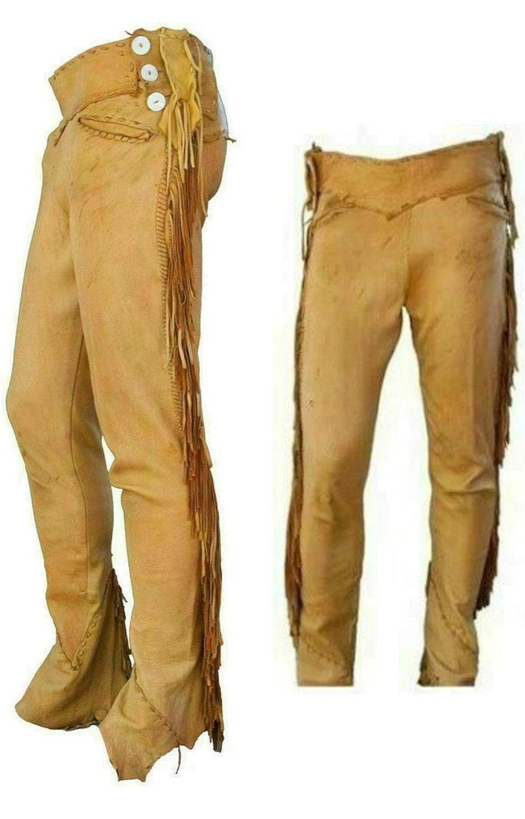 Men’s Western american cowboy pants, Genuine Leather, W/side Fringe, by AHINT