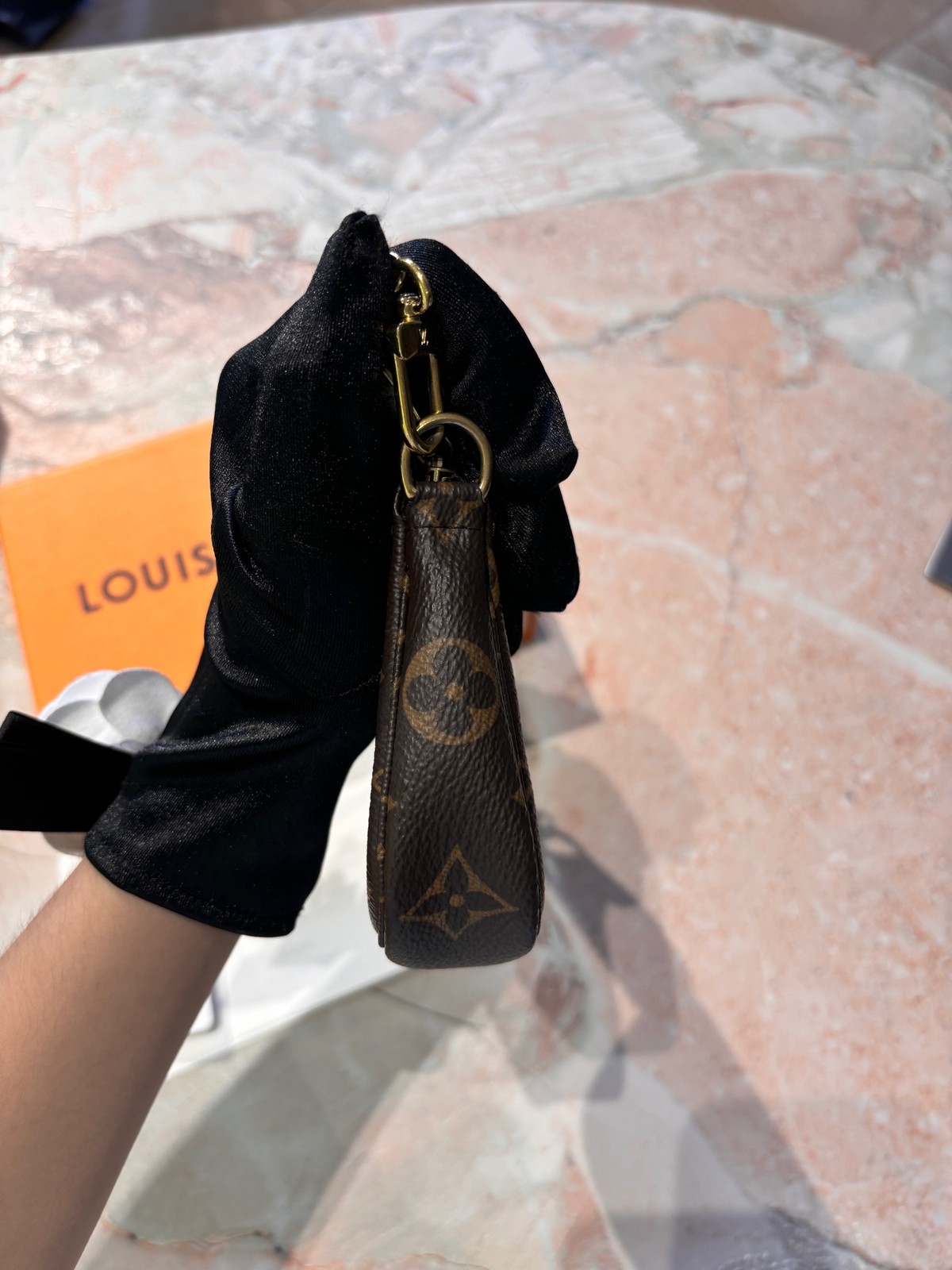 Louis Vuitton Classic Monogram Chain Strap Mini Bag Coated Canvas Leather