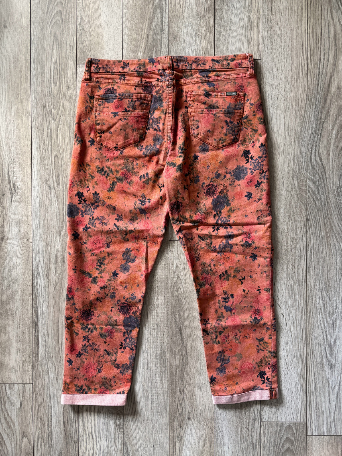 Dear John Coral Floral Print Ankle Skinny Jeans Womens Size 31 Guava Girl Boho
