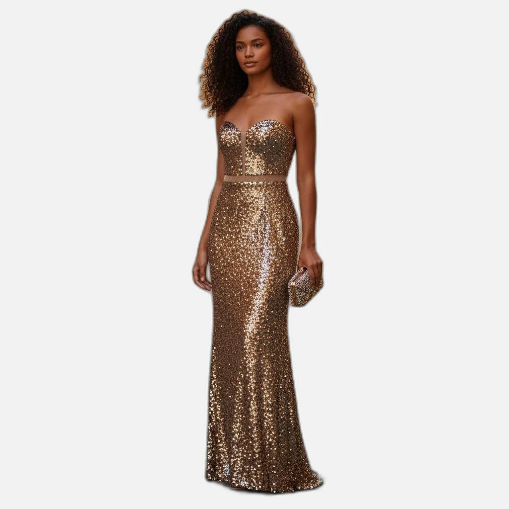 Sparkle Like You Mean It: Sequin Strapless Evening Gown