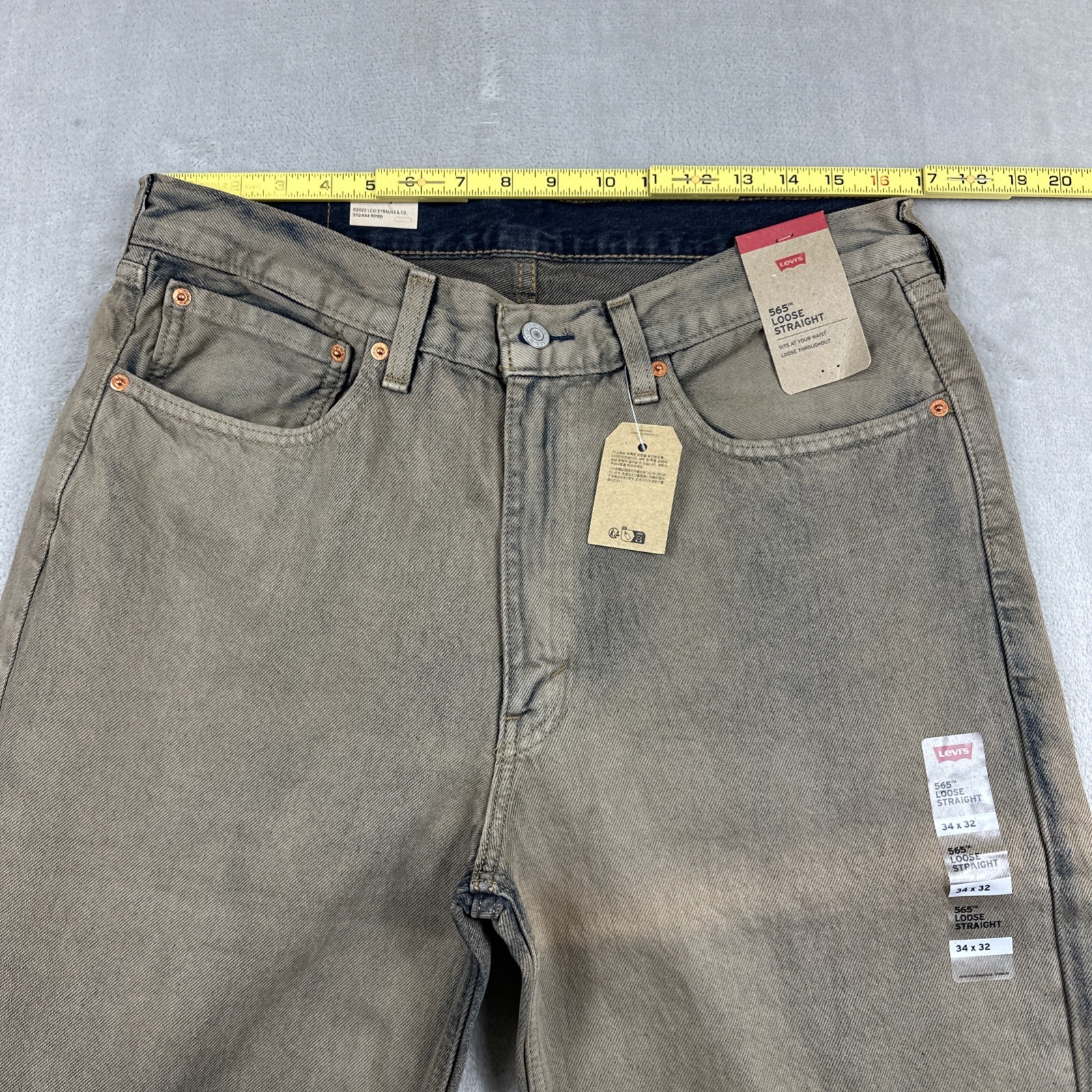 Levi’s 565 Jeans Men’s Size 34×32 Loose Straight Tan/Brown Denim Cotton