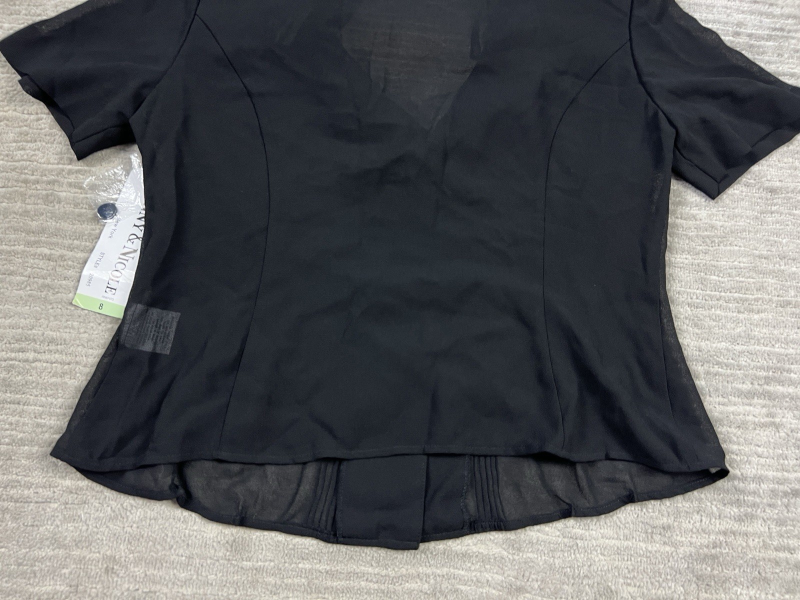 Danny & Nicole Top Womens 8 Black Padded Semi Sheer Padded Casual NWT