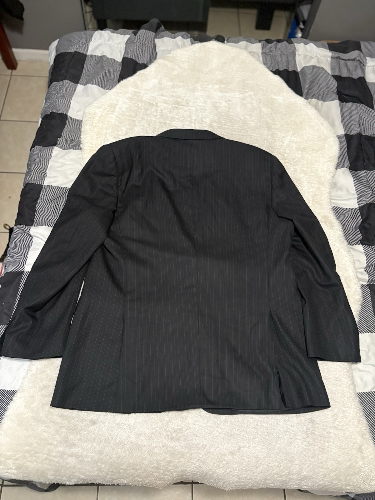 Canali Mens Black Chalk Stripe Wool Sport Blazer Jacket Size 48R EU 58 Italy
