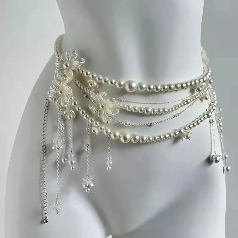 Multilayer Pearl Belt Waist Chain for Women’s Fashion Retro Y2K Designer Belt