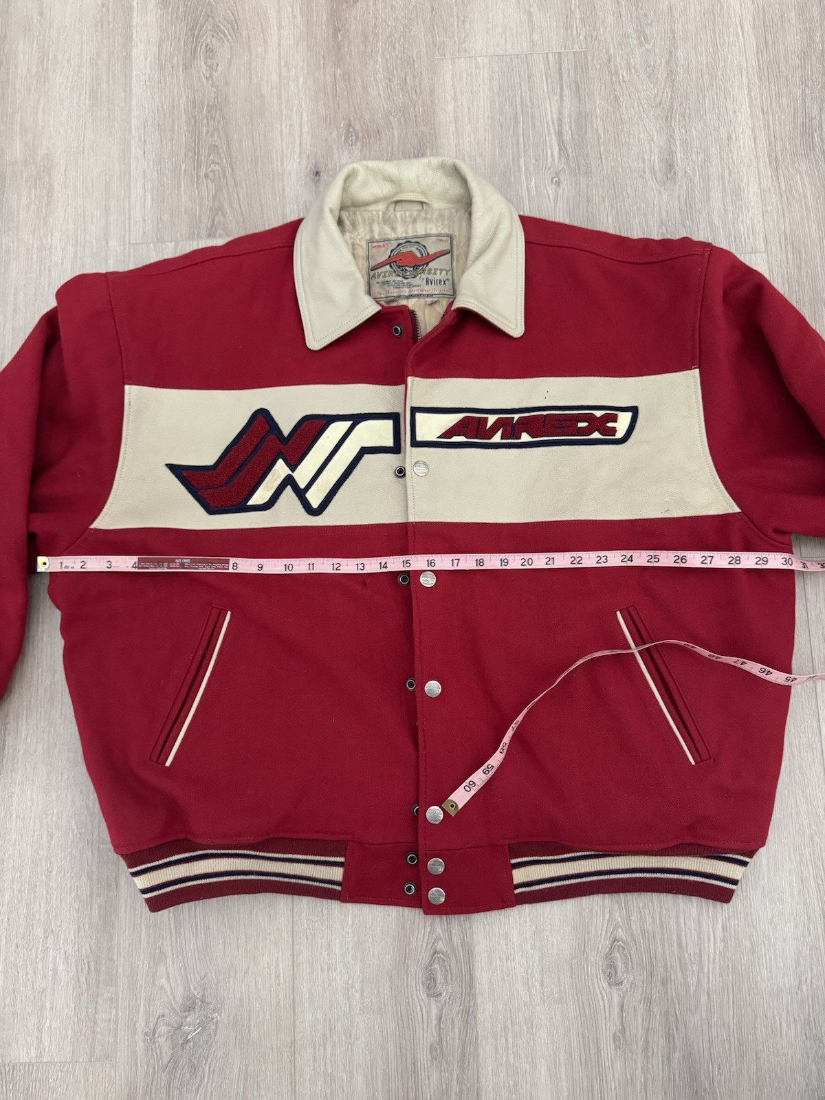 vintage Avirex NYC Rare Varsity Indian Chief Embroidered Zip Up Bomber Jacket
