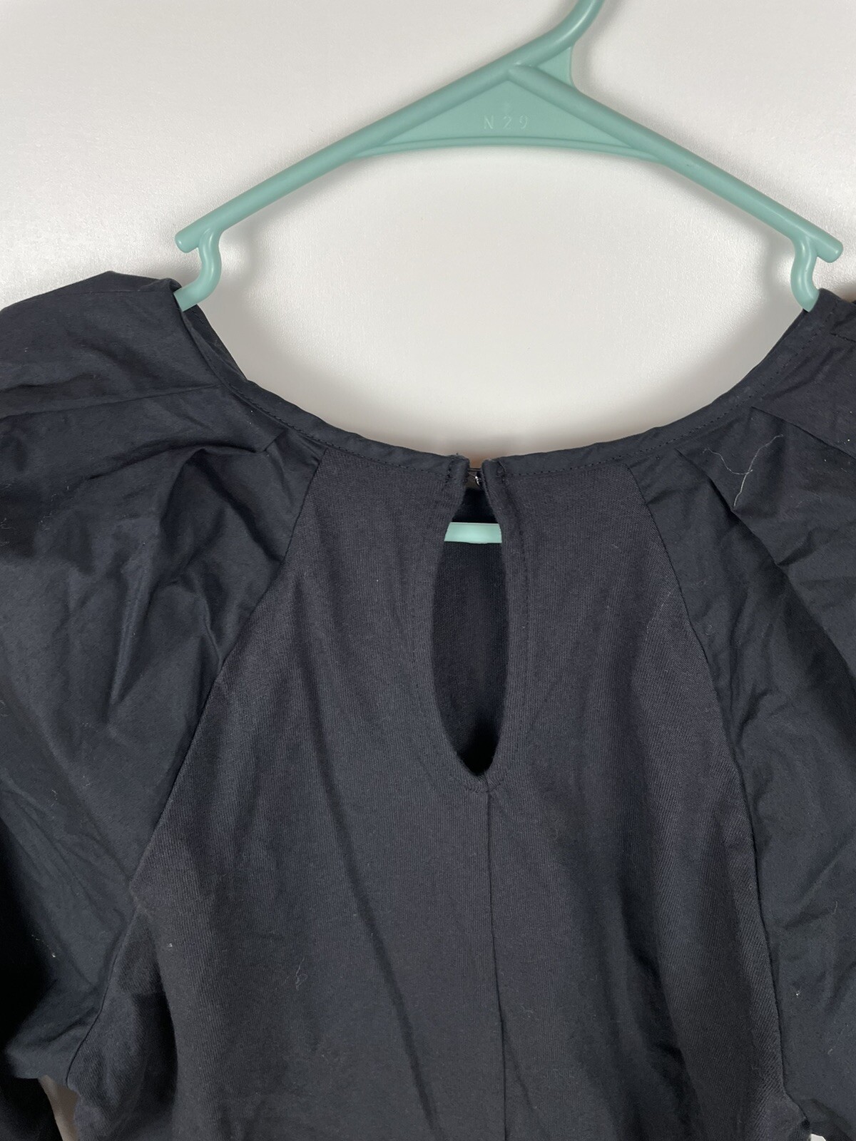A New Day Womens Blouse Black Batwing Dolman Sleeve Crew Neck Cotton XS New