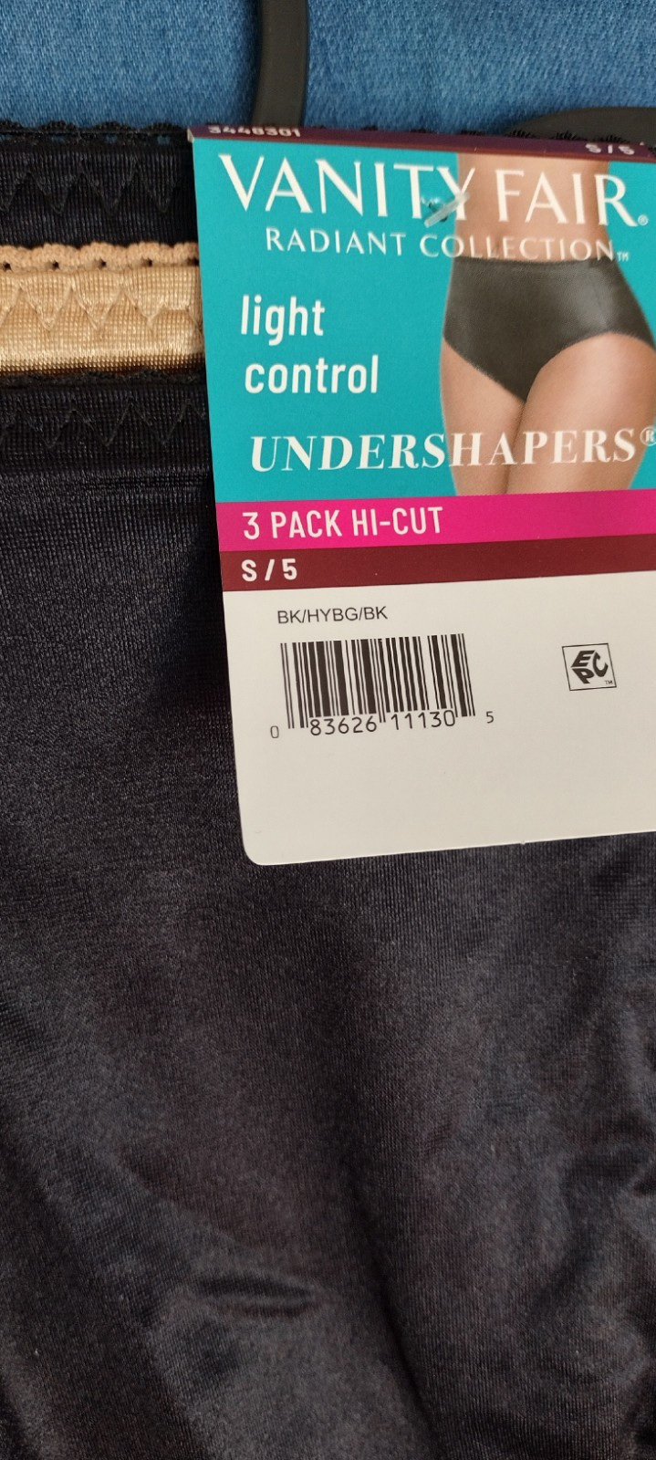 VANITY FAIR Women 3-Pair Undershapers Hi Cut Underwear Panties Nylon Size 5/S.