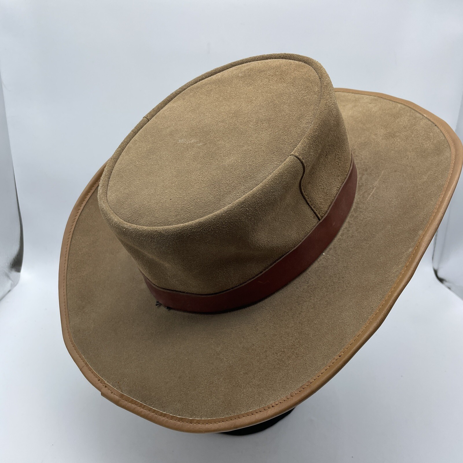 Winfield Cover Co Hat Medium Cowboy Hat Brown Leather San Francisco Wire Brim