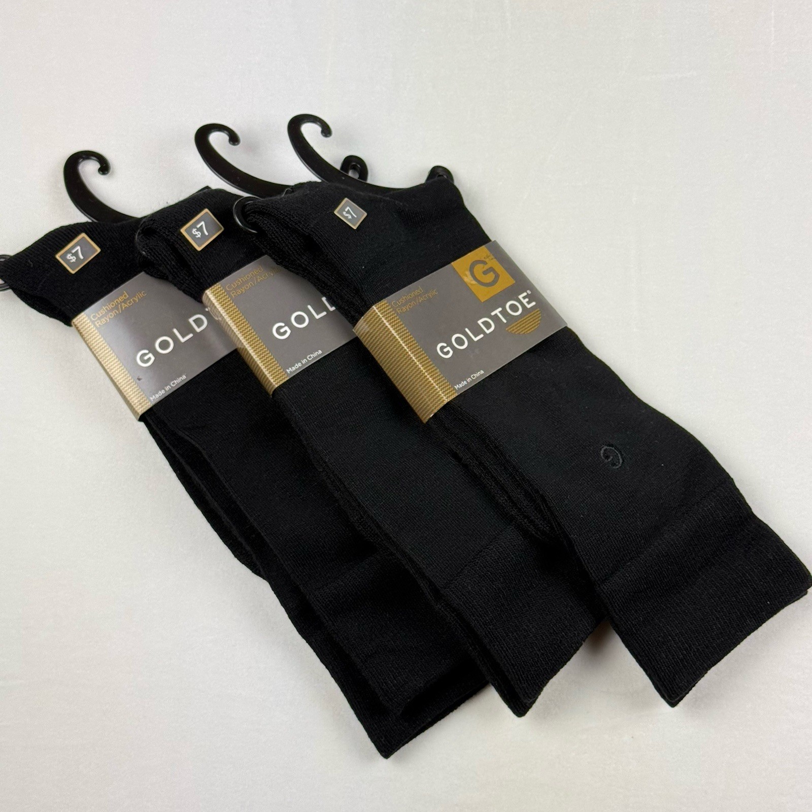 NEW Gold Toe Men’s Metropolitan Ultimate Dress Nylon Crew Socks Black 3 pairs