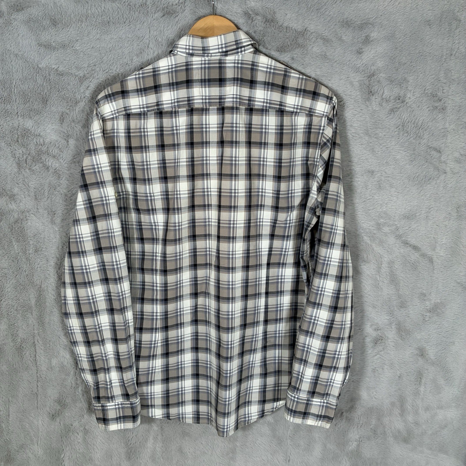 Hugo Boss Checked Shirt Mens Medium Beige Brown Boss Orange