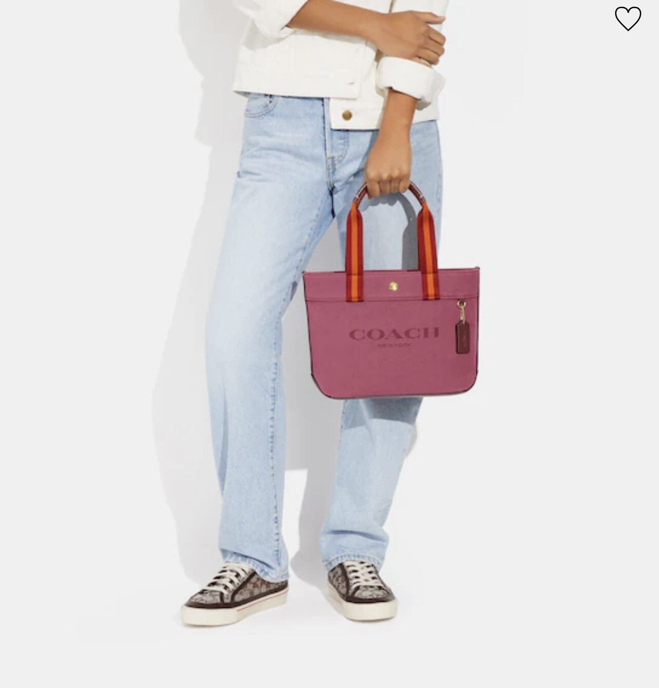 COACH Small Canvas And Smooth Leather Shoulder Tote Light Raspberry Multi Ck168