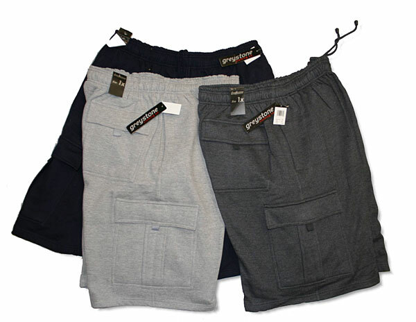 BIG TALL Greystone Fleece Cargo Shorts – HEAVY DUTY Casual Bottoms – 3X TO 10X