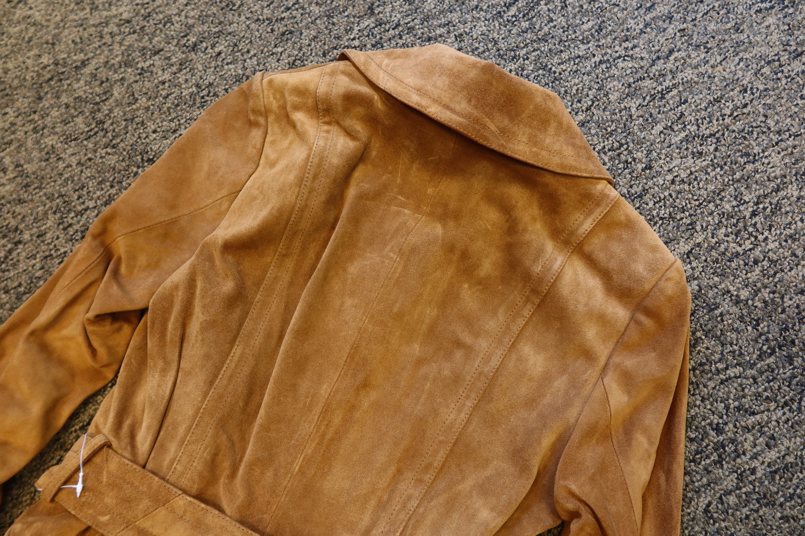 $695 New Michael Kors Calf Suede Buttonless Trench Coat – MEDIUM – Acorn Brown
