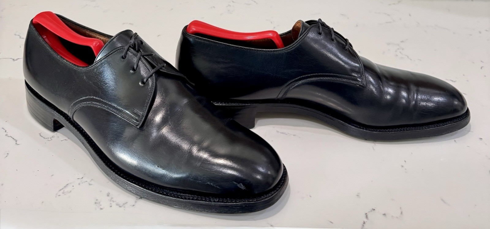 Vtg Abercrombie & Fitch Black Leather Oxford Hand Lasted 9B Made In England