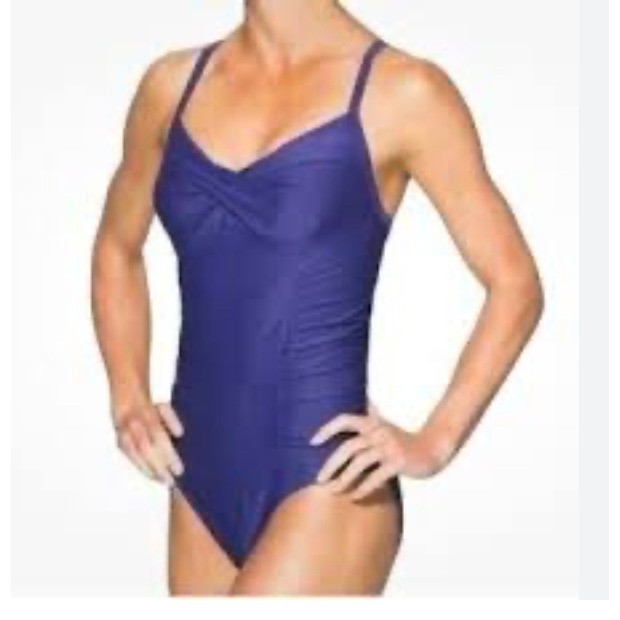 Athleta Twister One Piece Swimsuit 34 B/C Tall Purple Ruched NWT