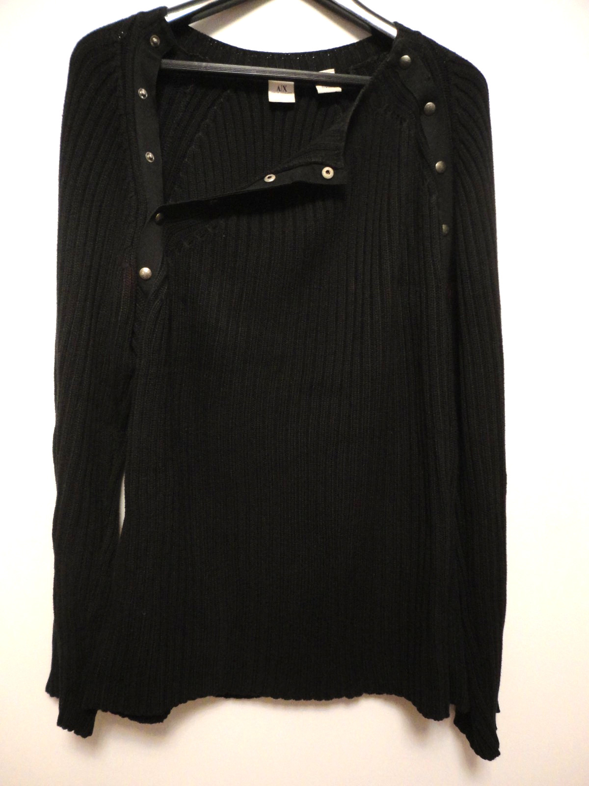 Armani Exchange Men’s XL Black Ribbed Cotton Sweater Long Sleeve Crew Neck