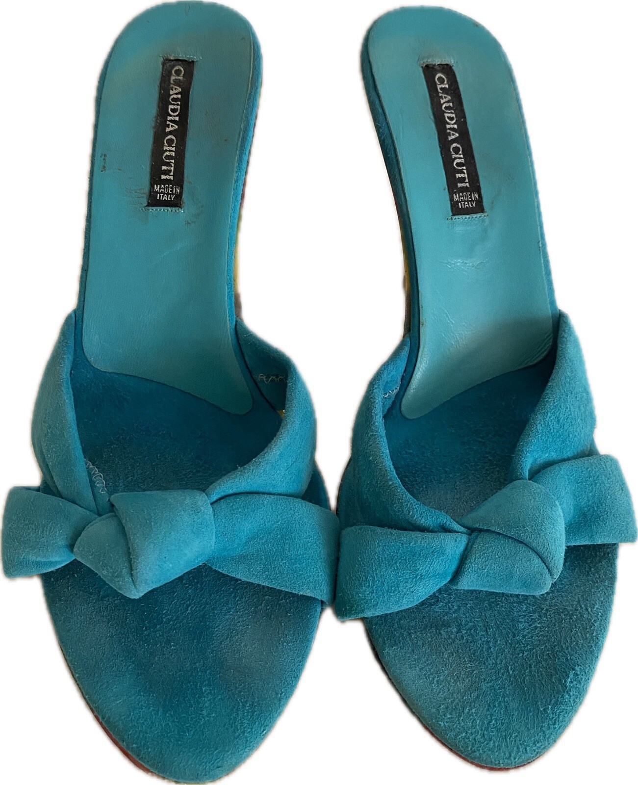 C.2005 Claudia Ciuti Nova Turquoise Suede Slide – Size 7
