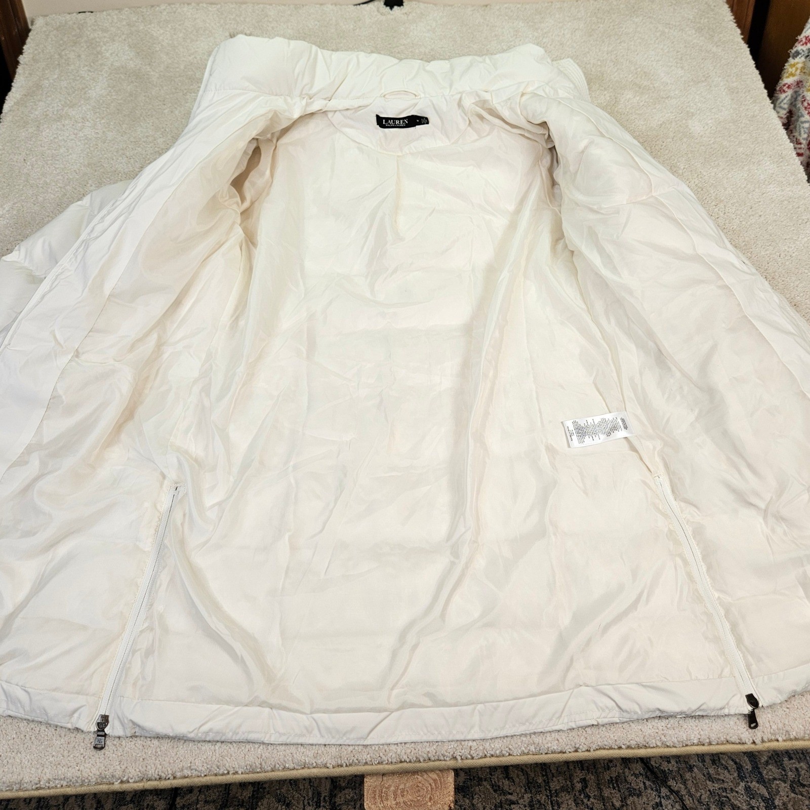 Lauren Ralph Lauren Heritage Down Feather Fill Puffer Faux Fur Trim Hood Size M