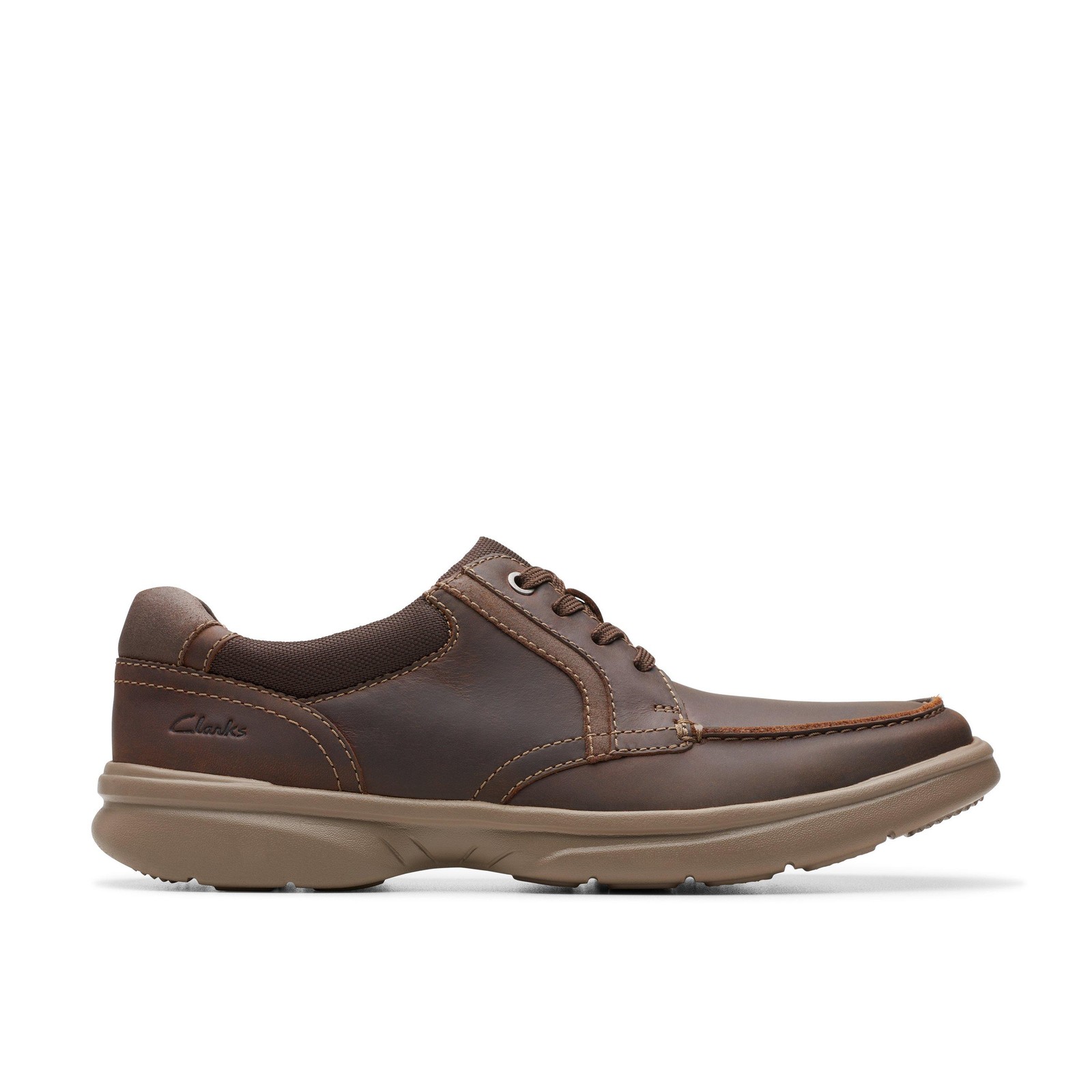 Clarks Mens Bradley Vibe Brown Leather Casual Shoes