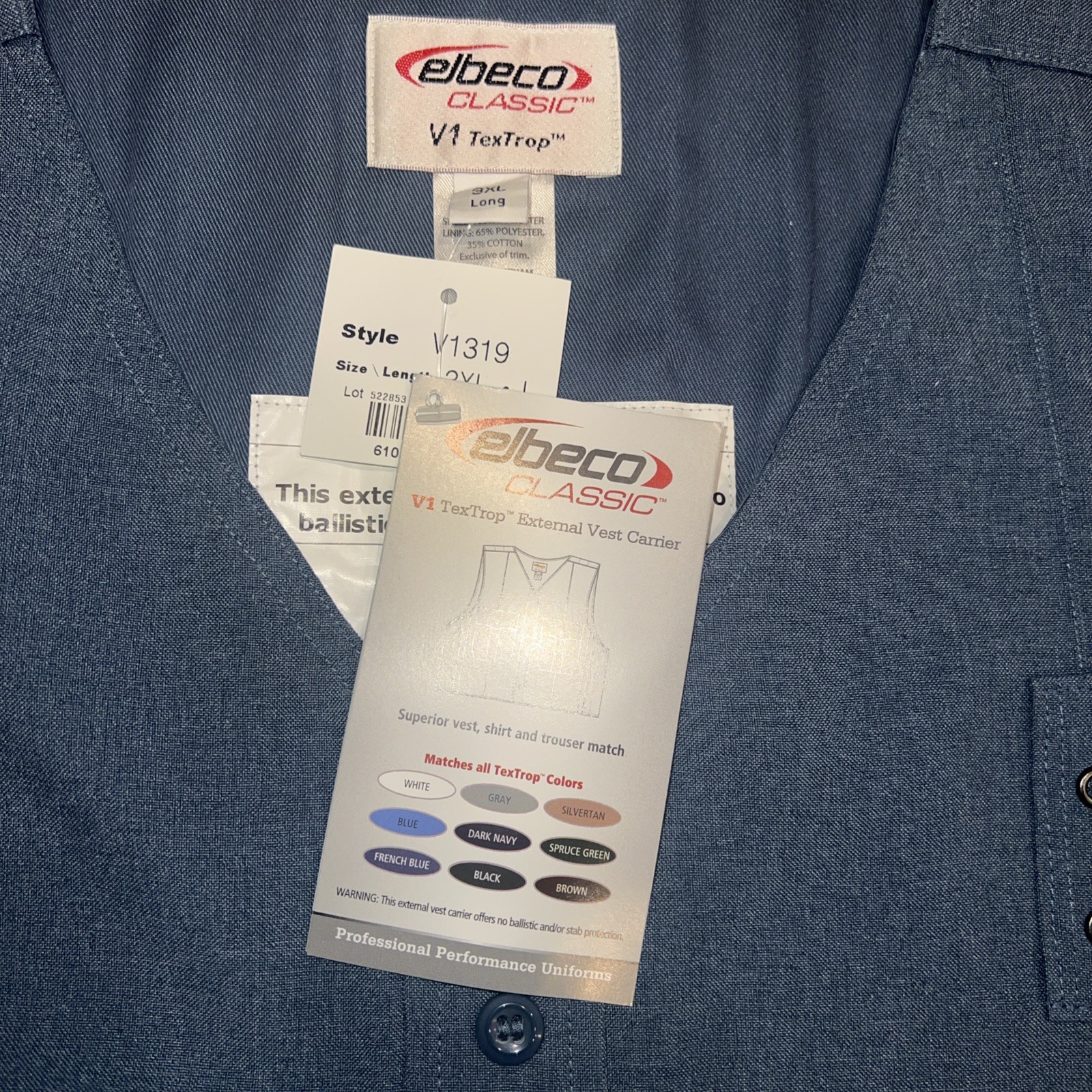 Elbeco V1 TexTrop External Vest Carrier, French Blue, Style V1319