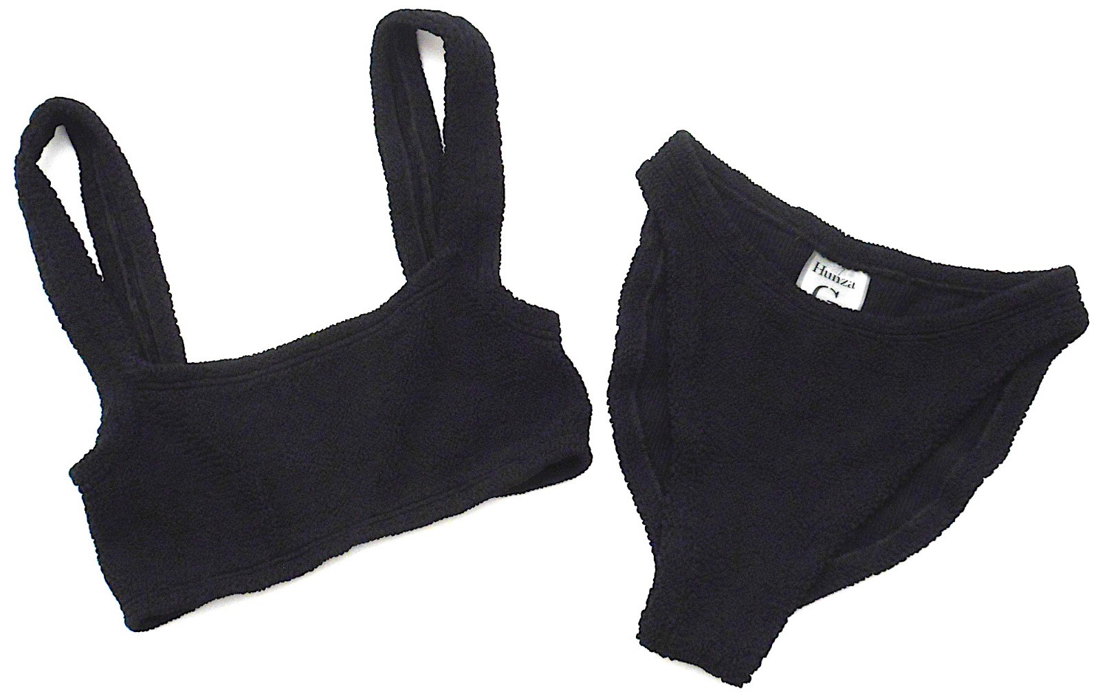 HUNZA G LONDON Black Two Piece Bikini ONE SIZE