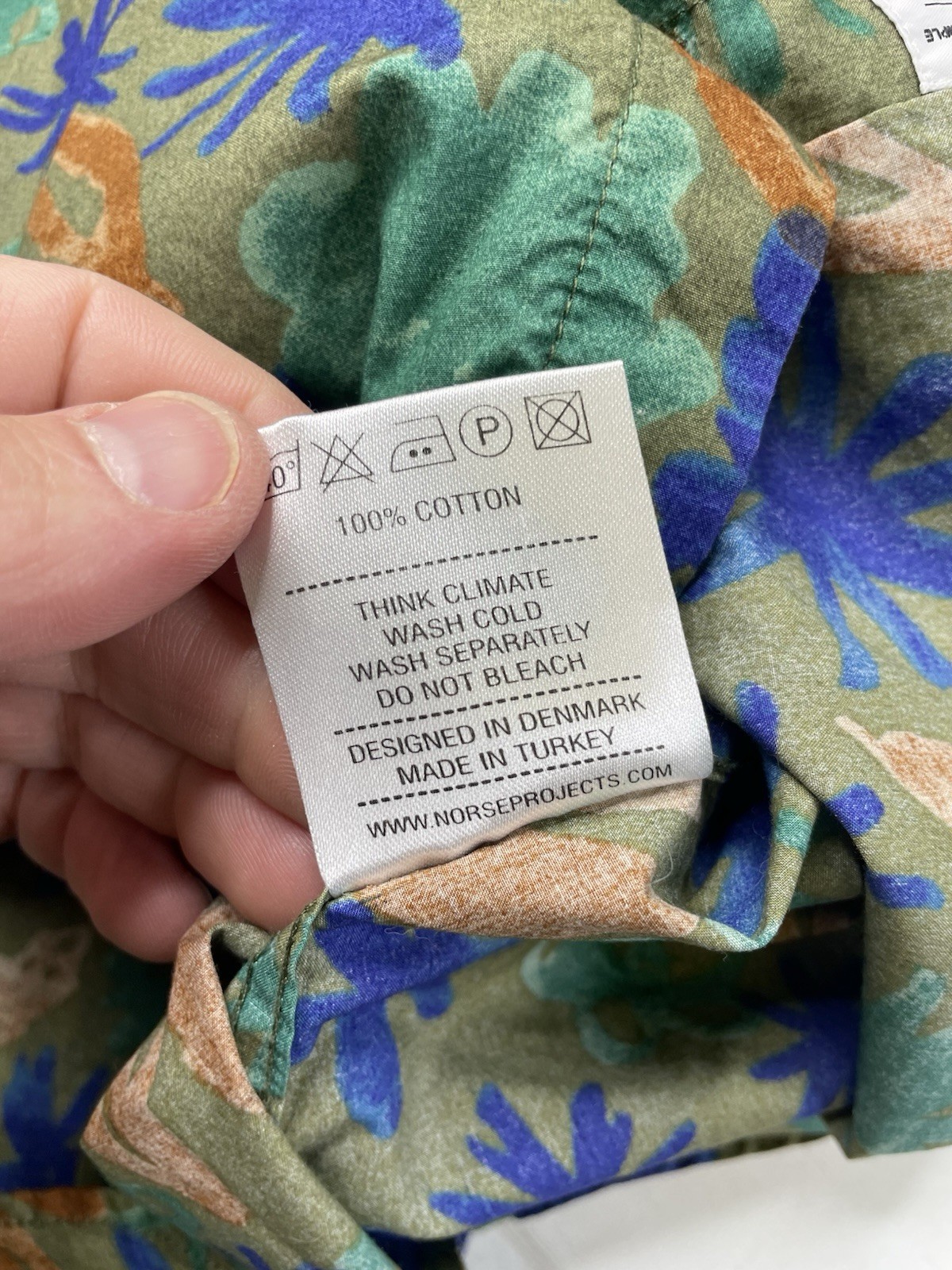 Norse Projects Mens Medium 100% Cotton Anton Botanical Shirt Button Down Floral