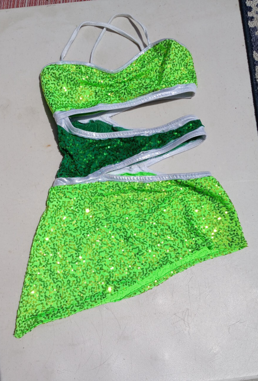 Dance Jazz Ballet Green Sequin Costume Outfit Size Youth Large by Reverence