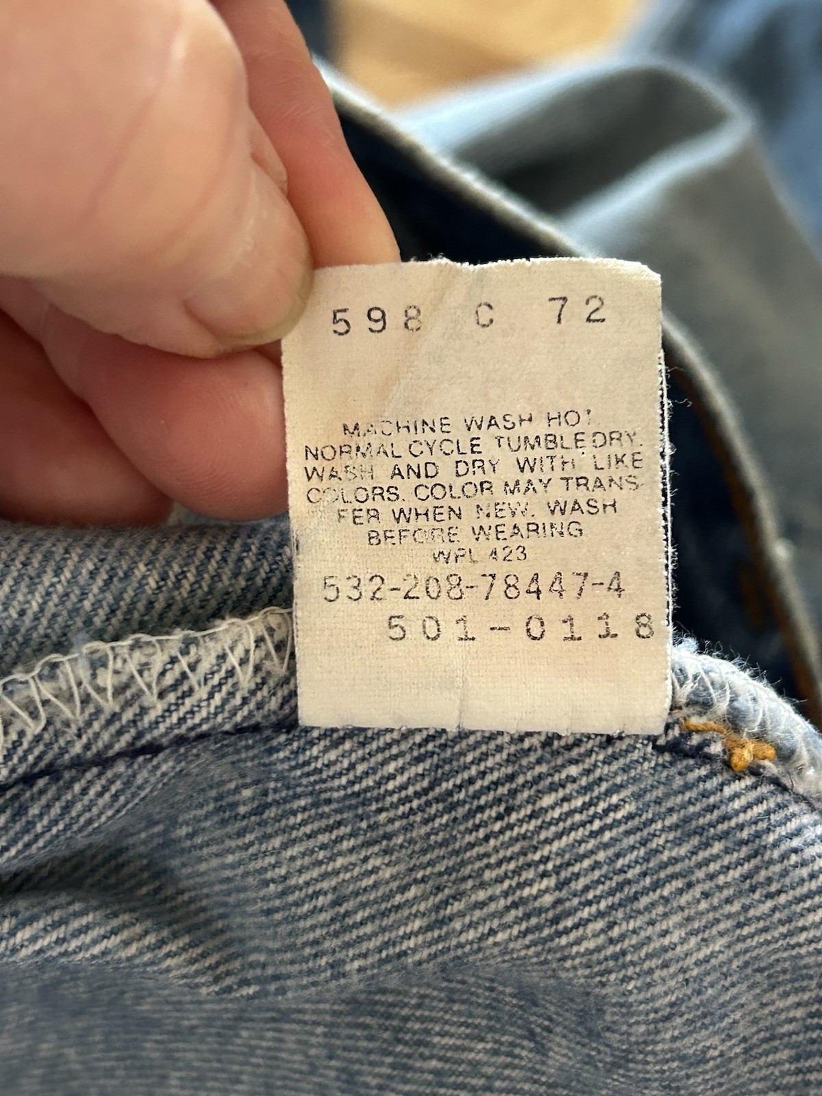 Vintage 80s Levi’s Denim Jeans 501 0118 36×32 (34×31) Made in USA Distressed