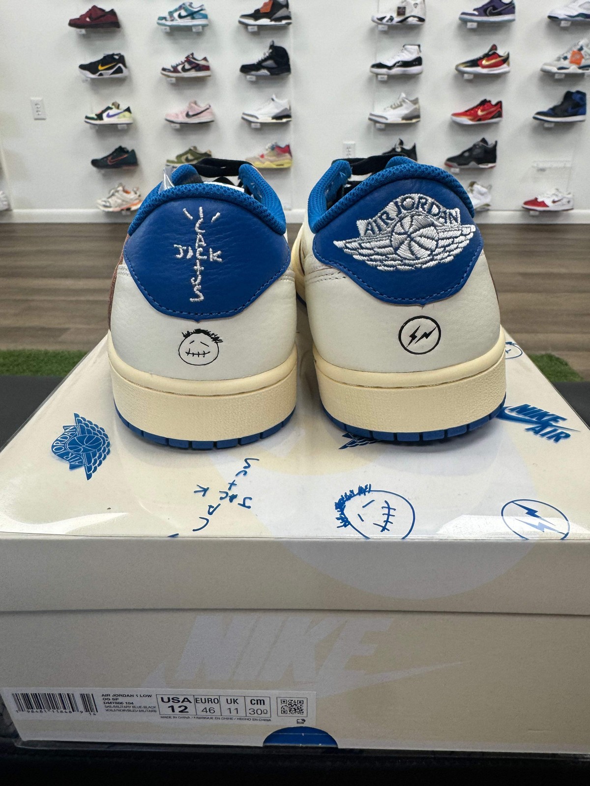 Jordan 1 Retro Low OG SP Fragment x Travis Scott Sail Military Blue – Size 13