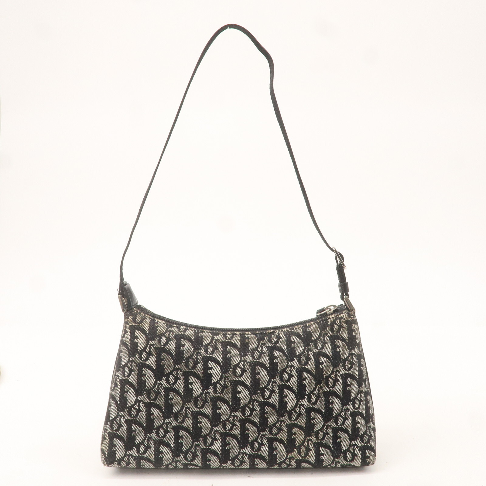 Christian Dior Trotter Shoulder Bag Black Canvas Leather Auth Used