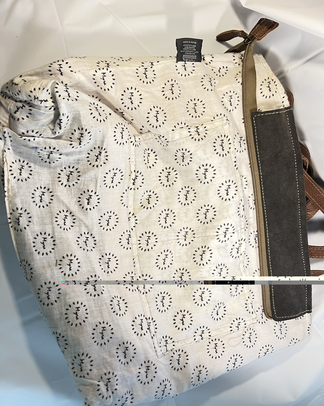 Myra Large Canvas and Leather Purse Shoulder Bag in Pink Floral Flowers