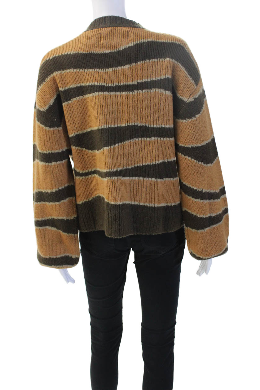 Arthur Unisex Pullover Sweater Striped Brown Crew Acrylic Long Sleeve Size 6